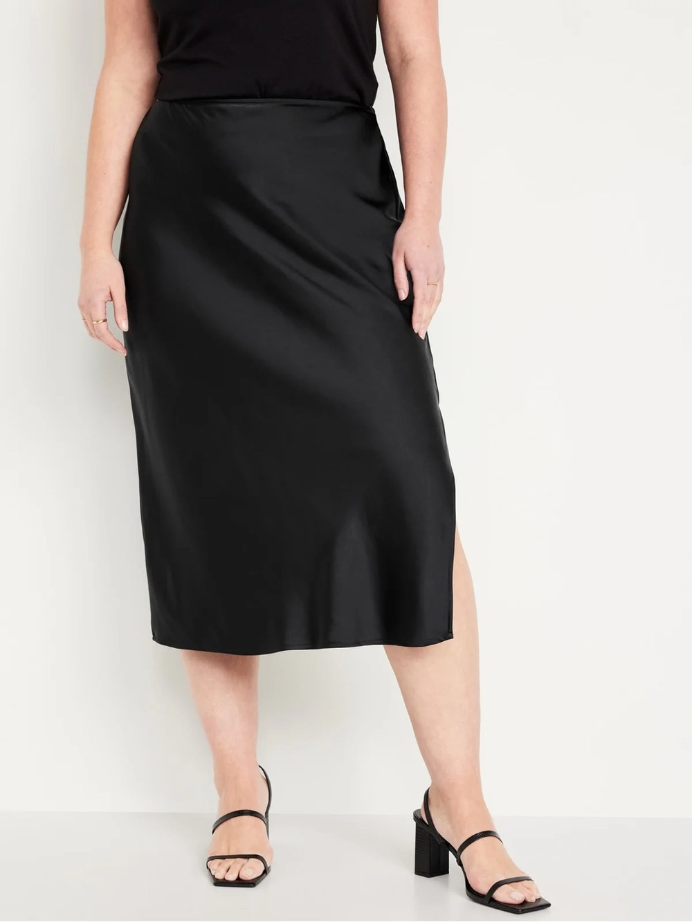 Old Navy Black Midi Slip Skirt
